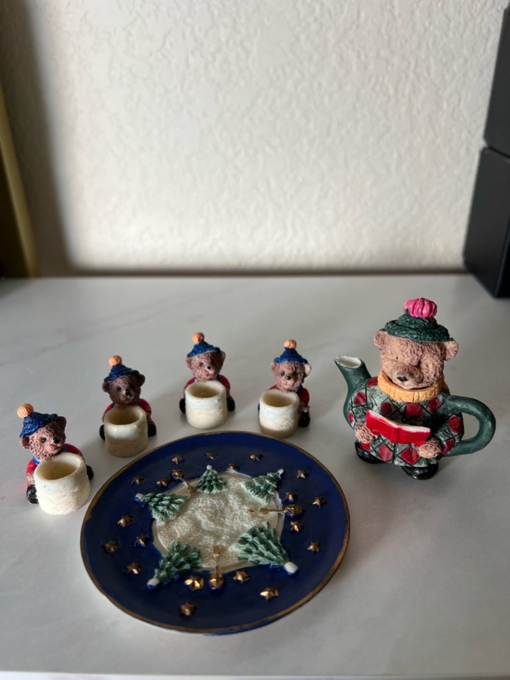 Vintage Winter Bears Miniature Tea Set 6 Pieces